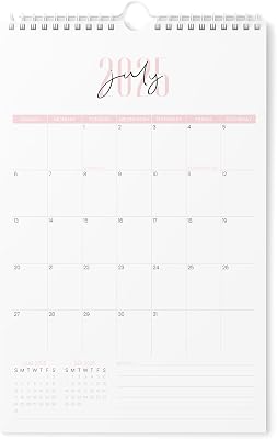 Karto Wall Calendar 2025-2026 - Vertical 11x17 inch July 2025 to December 2026 - Boost Your Productivity and Easy Planning with the Aesthetic Monthly Calendar - Two Font Pink