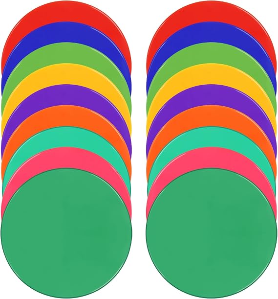 Poly Spots Spot Markers for Gym Floor 9inch Flat Cones Rubber Floor Dots 18/27/36Pcs Non Slip Agility Markers for Sports Soccer Basketball Speed Agility Training Dance Classroom