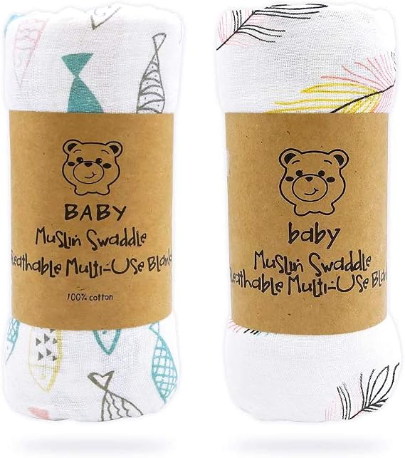 LASOLL Swaddle Baby Bath Towel, Gauze Towel, Baby Blanket, Baby Comforter, Nursing Cape, Play Mat, Double Gauze, Heat Retention, Absorbent, Quick Drying, Bacterial Prevention, Newborn, Baby Shower