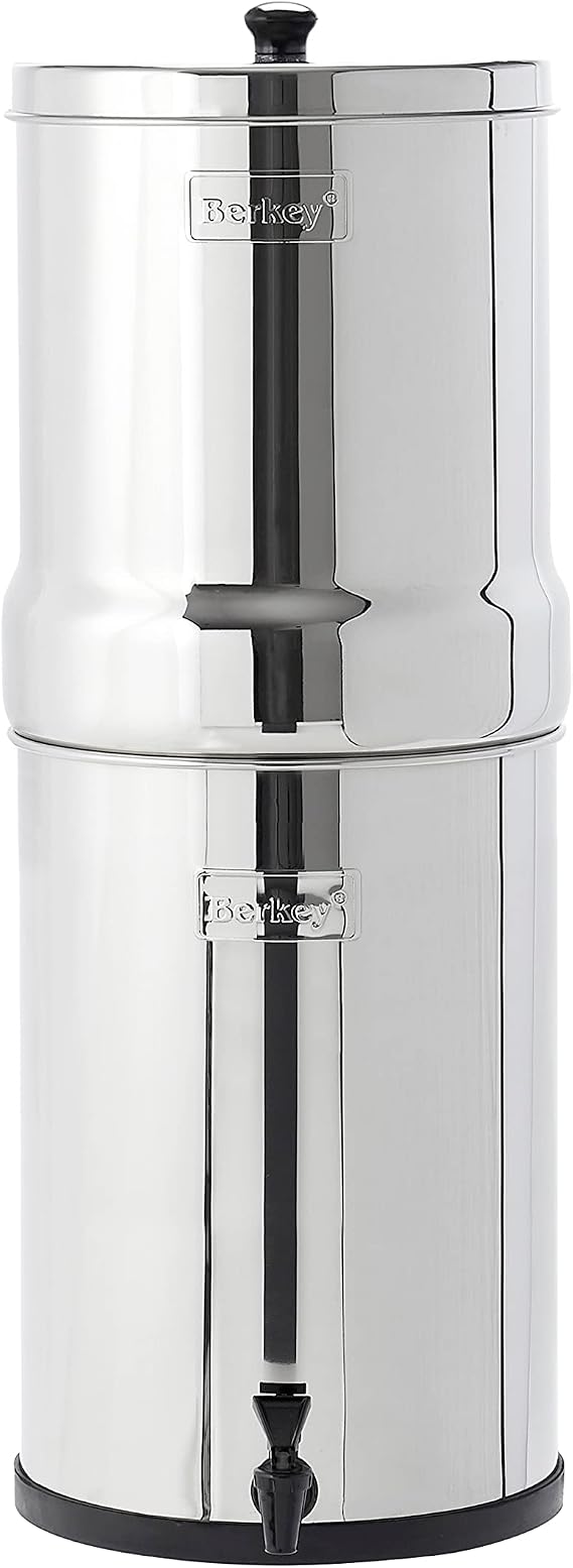 Crown Berkey Gravity-Fed Stainless Steel Countertop Water Filter System 6 Gallon with 2 Authentic Black Berkey Elements BB9-2 Filters