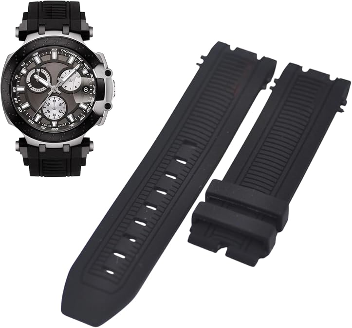 22mm Black Rubber Strap Compatible with Tissot T-Race T603041971 T1154172706100