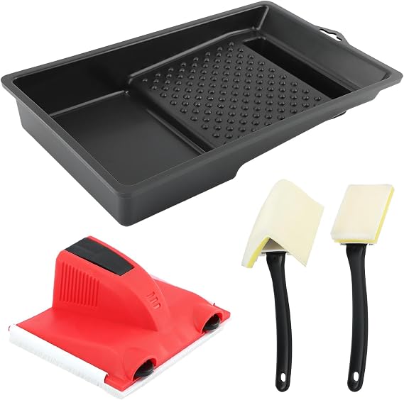 Paint Edger Tool with Trim and Touch-Up Pad, Paint Pad Tray Set Easy-to-Use Edge Painting Tool, Painting Wall Edges Pad for Home Interior, Trim Smart Paint Edger for High Ceiling