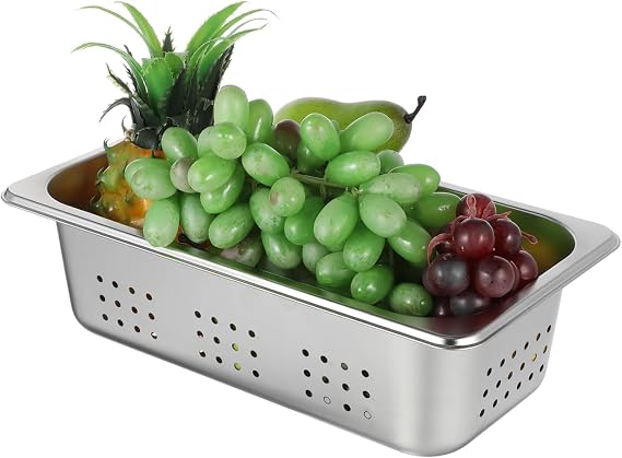 OUNONA Perforated Steam Table Pan Stainless Steel Hotel Pan Half size Food for Buffet Catering Restaurant Canteen 12.79 X 6.92 X 3.66 in 1 Pack