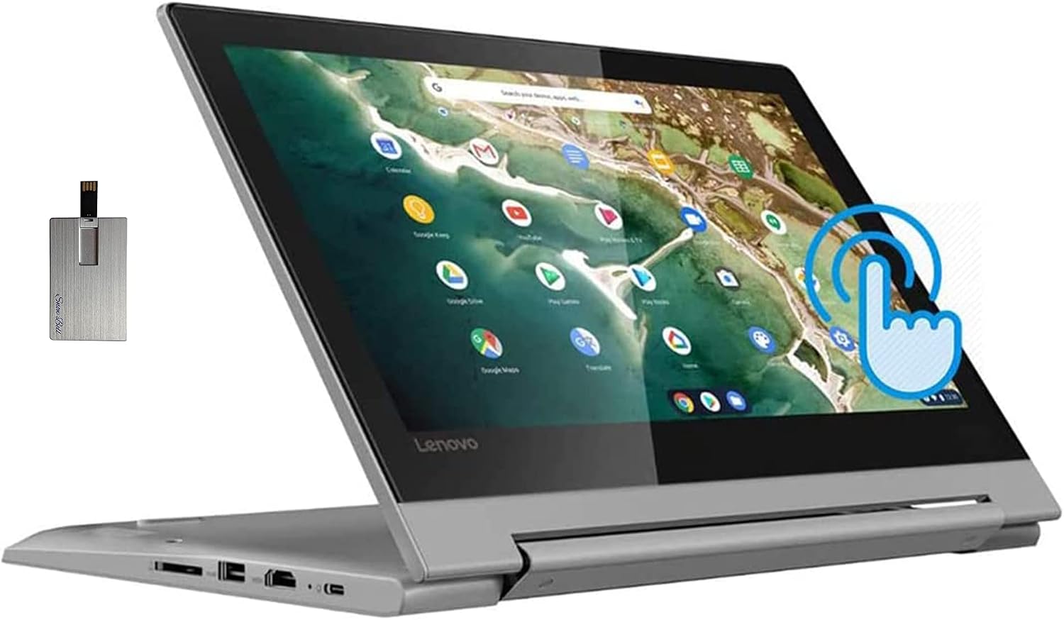 Lenovo 2022 Chromebook Flex 3, 2-in-1 11.6 HD Touchscreen for Business and Student Laptop, MediaTek MT8173C CPU, 4GB LPDDR3, 32GB eMMC, PowerVR Graphics, Webcam, Chrome OS, Grey, 32GB USB Card