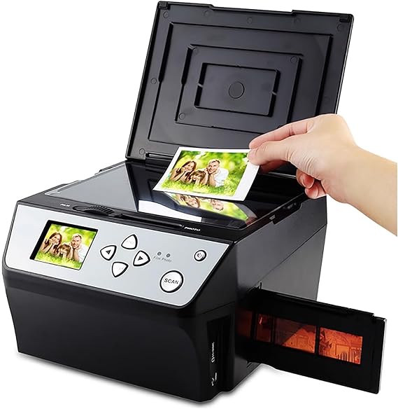 Film Scanner, 22MP Slide Negative Converter with 2.4'' LCD Display, Converts 135/35mm, 110 Slide/Negative Film Photo, Business Card to JPG Files, Scan Fast and Easily, for Gift to Family