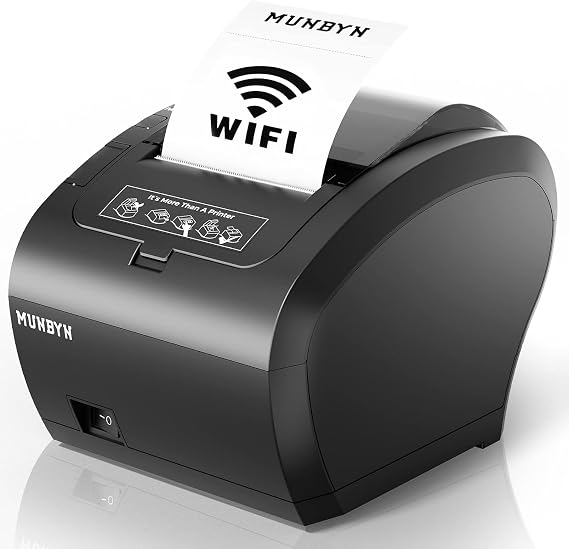MUNBYN WiFi Receipt Printer P047 with USB Port, 80mm WiFi POS Printer