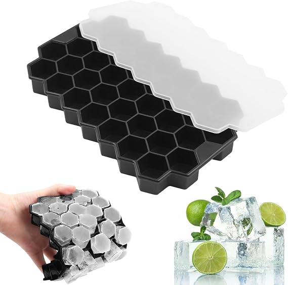 Ice Cube Trays with Lids 37 Cubicle Food Grade Ice Freezer Silicone