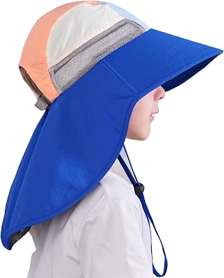 Kids Sun Hats for Boys and Girls Summer Hat with Neck Flap UPF 50 UV Protection Wide Rigid Brim Toddler Beach Swim Sunhat