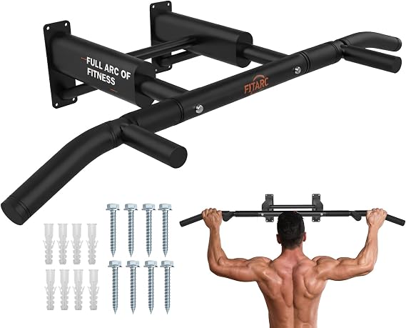 Fitarc Pull Up Bar Wall Mounted, Chin Up Bar for Home, Heavy Duty gym equipment with Multi Non-Slip Grip for Strength Training, Max Load 200kg