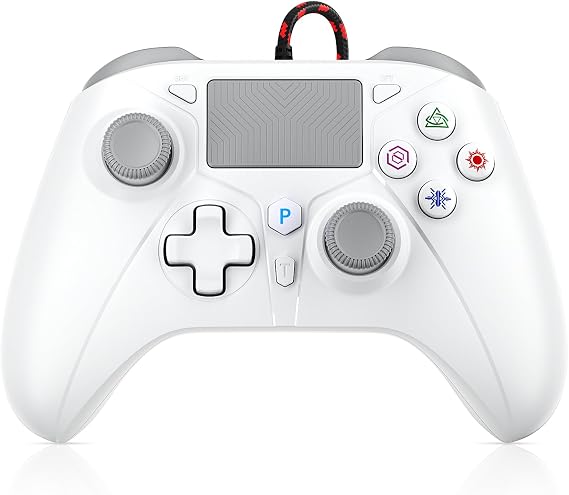 Gamrombo Wired Controller for PS5/Pro/Slim, PS4/PC, Gamepad with Dual Vibration, 6-Axis Sensor, Touchpad, Back Paddles, 3.5mm Audio Jack & Turbo Function