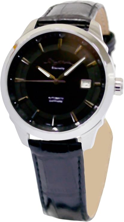 RHYTHM Automatic Series of Mechanical Men's Watches with Leather Strap,Black Plate A1302L02