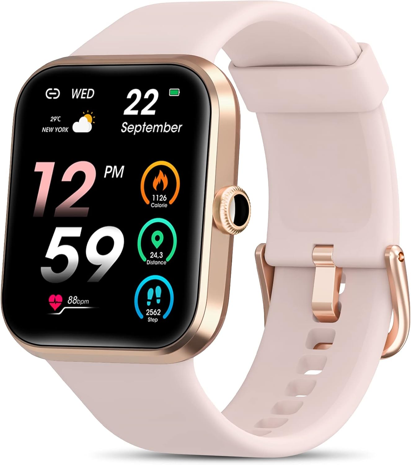 Smart Watches for Women, 2022 Newest Touchscreen Smartwatch for Android Phones and iPhone Compatible, 5ATM Waterproof Fitness Tracker with 247 Heart Rate, Blood Oxygen, Sleep Monitor, Watch Pink