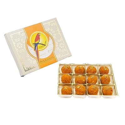 Sukhadias Motichoor Ladoo- Indian Sweet, 16oz Box 12pc-FRESHLY MADE IN USA