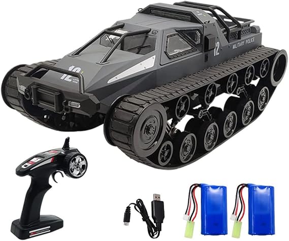 2.4 Ghz High Speed Remote Control Tank RC Truck 1:12 Scale All Terrain Off-Road 4WD RC Cars with 360Rotating Drifting Spraying LED Light