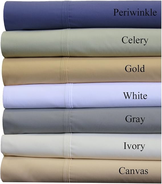Percale Sheets, 300-Thread-Count, 4PC Solid Sheet Set, 100% Cotton, 22 Inch Super Deep Pocket, Queen, White