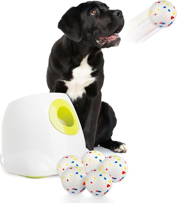 ALL FOR PAWS Automatic Ball Launcher for Dogs with 6pcs 2.5inch ETPU Balls, Ball Throwing Machine for Large Dogs, Interactive Pet Fetch Toy (Upgraded Max with 6pcs E-TPU Balls)