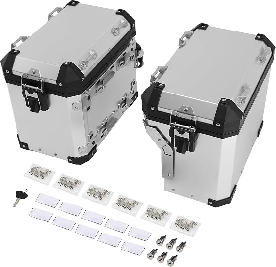 XFMT Motorcycle 48L Hard Saddlebags Pannier Side Box Luggage Bags For BMW R1200GS 2013-2018 R1250GS 2019-2024 F850GS 2017-2022 F900GS 2023-2025, Silver