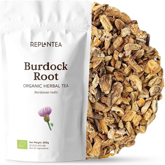 Organic Burdock Root Tea 200g (Makes 100 Cups) | Natural Cleanse & Detox for Healthy Skin Support | Pure Loose Leaf Herbal Infusion, Caffeine-Free | REPLANTEA