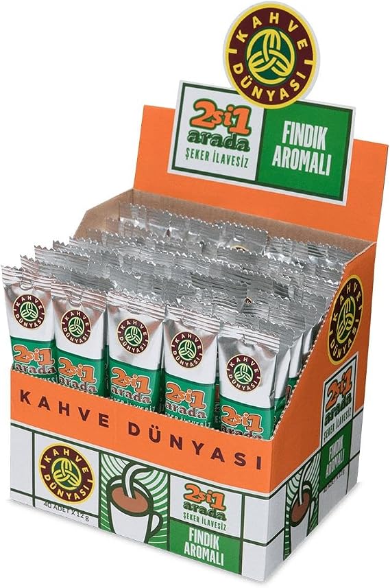 Kahve Dünyası 2'Si 1 Arada Fındık Aromalı Hazır Kahve 40'lı Paket (12 Gr x 40 Adet)