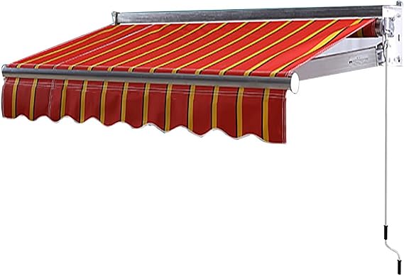 Manual Garden Awning Canopy, Outdoor Telescopic Patio Sun Shade Shelter, Gazebo Awnings Multi-Stripe with Crank Handle, for Deck, Balcony, Yard (Size : 300 * 150cm/9.8 * 4.9ft)