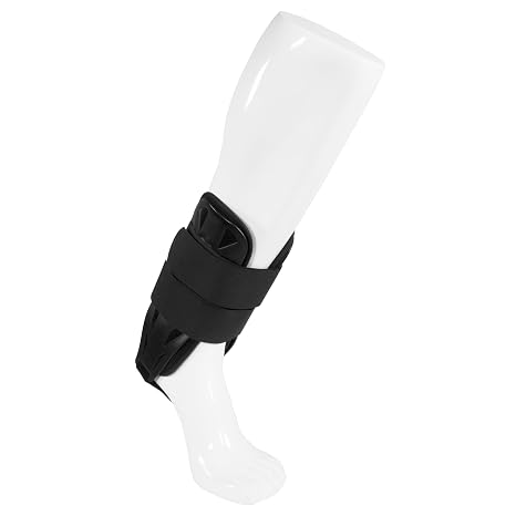 OTC Hinged Ankle Stabilizer, Adjustable Stirrup Brace with Rigid Stays for Sprains and Injuries, Walker Boot Transition, Black, Small