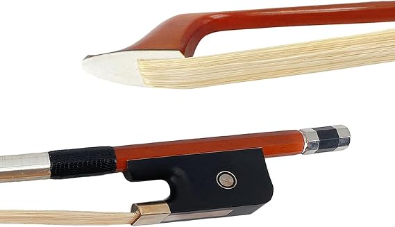 3/4 Double Bass Bow French Style Brazilwood with Ebony Frog & Mongolian Horsehair - Professional Grade Bass Bow for Superior Sound, Control, and Response