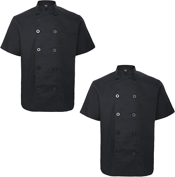 TopTie 2 Pack Unisex Short Sleeve Chef Coat Jacket