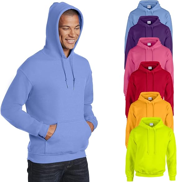 AquaGuard Mens Fleece Hooded Pullover Sweatshirt with Pockets, 2|4|6 Create Your Custom Multipack SET of 6 Multicolor