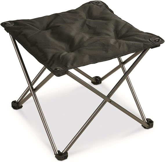 Guide Gear Camping Chair Foot Stool, Folding, Collapsible, Portable Footrest Black