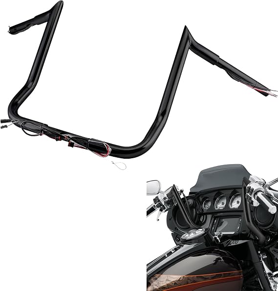 Mofun 12" Pre-wired Bagger Handlebar 1.25" Fit for Harley Touring 2014-2023