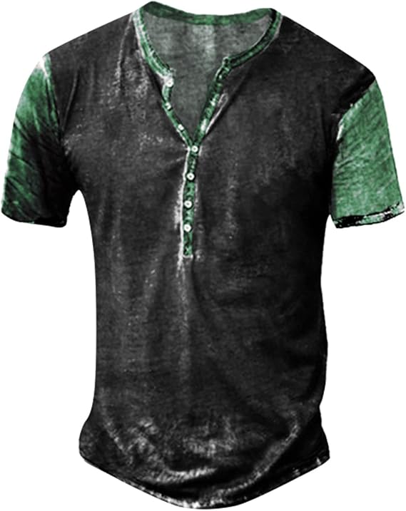 American Flag Shirts for Men Retro Patriotic Graphic Short Sleeve Button-Down Henley Shirt Funny 4th of July T-Shirt