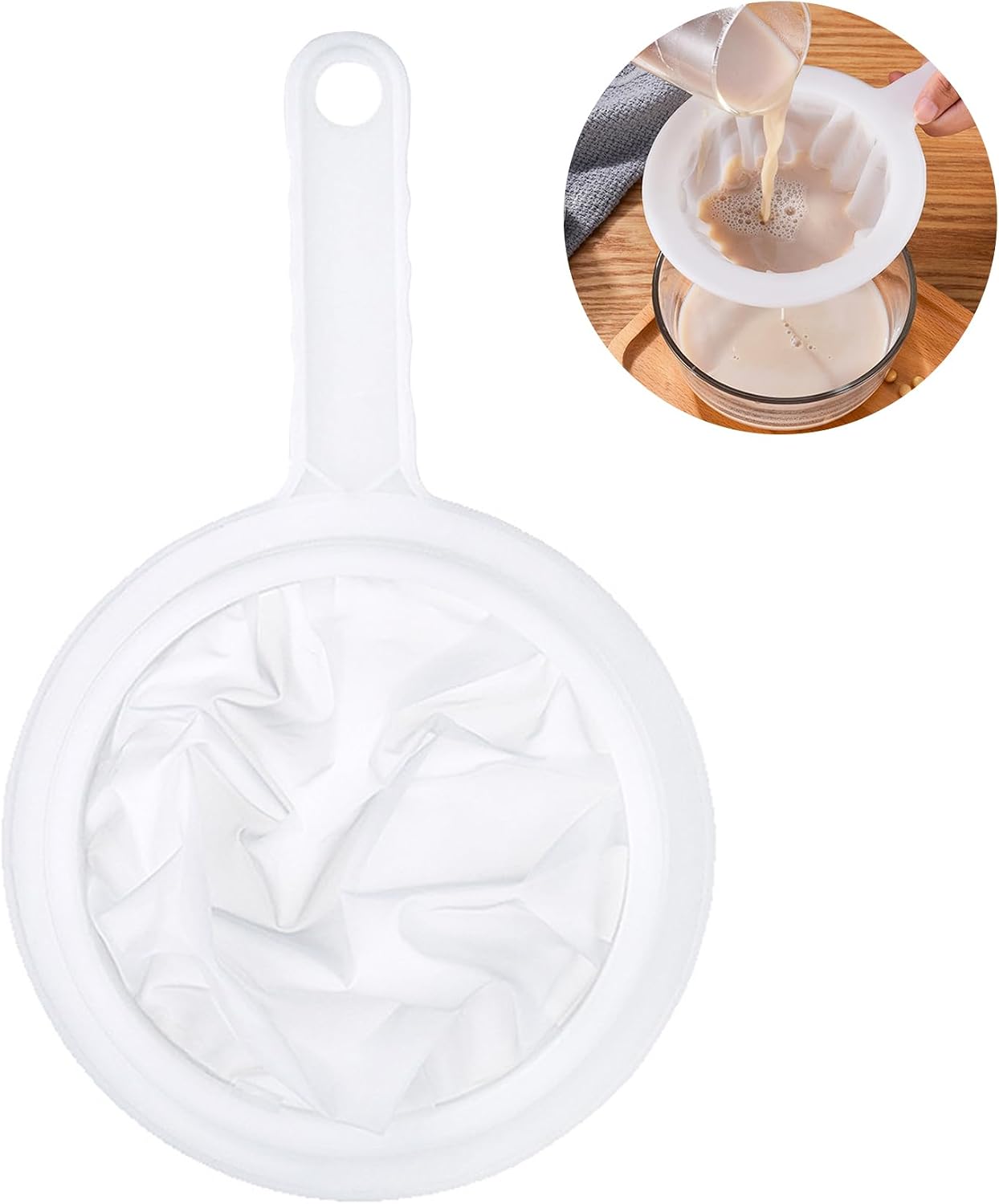 Mesh Strainer, 400 Mesh Kitchen Sieve Plastic Household Sieve Fine with Handle Hook, Food Filter for Juice, Soy Milk, Coffee