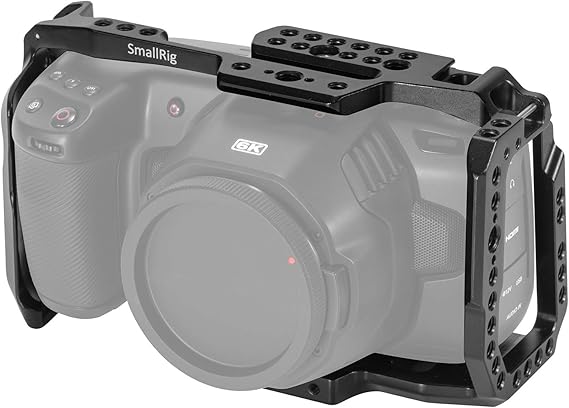 [New Version] SMALLRIG BMPCC 4K & 6K Cage for Blackmagic Design Pocket Cinema Camera 4K & 6K w/Cold Shoe, NATO Rail 2203 | Updated version 2203 for BMPCC 4K & 6K, includes cold shoe and NATO rail.