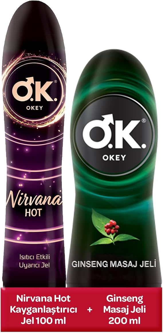 Okey Ginseng Kayganlaştırıcı ve Masaj Jeli (1 x 200 mL) + Okey Nirvana Afrodizyak Etkili Uyarıcı Jel (1 x 100 mL)