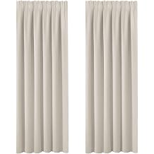 Pencil Pleat Curtains - (90 inch x 90 inch, 2 Panels) Sunlight Blocked Thermal Curtain for Privacy Protected & Home Decoration Large Nursery Curtains for Living Room/Bedroom, Light Beige