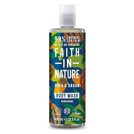Faith in Nature Natural Shea & Argan Body Wash, Nourishing, Vegan & Cruelty Free, Parabens and SLS Free, 400ml