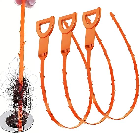 Drain Snake Clog Remover:3 Pcs Hair Clog Auger 25In Drain Cleaner