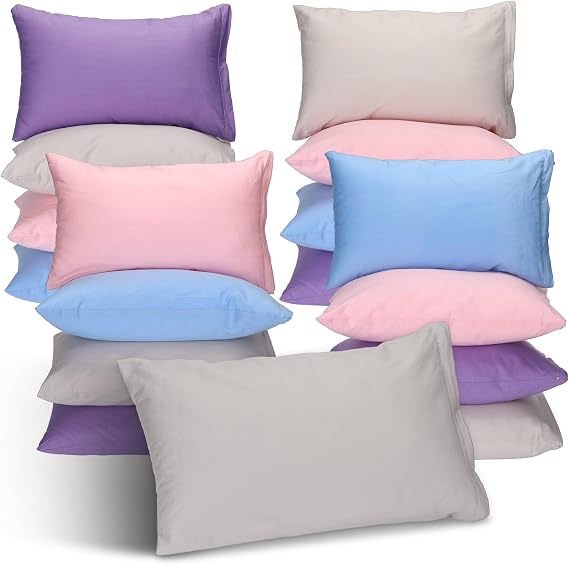 Kigley 16 Pcs Mini Pillow 14" x 9" Small Pillows for Sleeping Daycare Travel Nap Time Neck Lumbar(Light Colors)