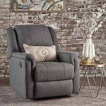 Christopher Knight Home GDFStudio Jemma Tufted Fabric Swivel Gliding Recliner Chair (Charcoal)
