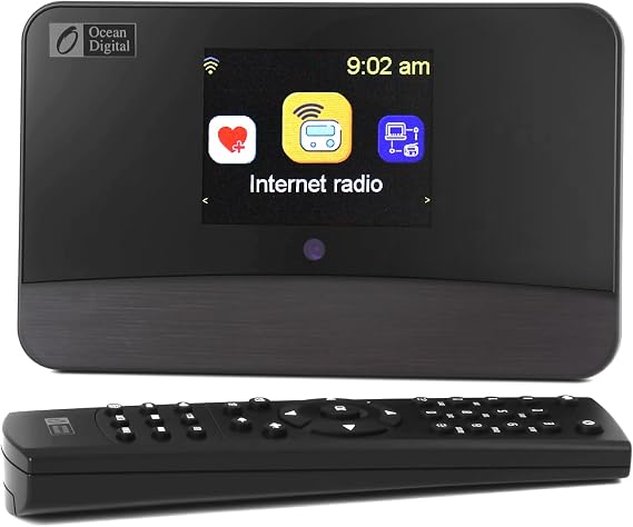 Ocean Digital WR-03M Internet Radio Receiver (No Built-in Speaker) with Bluetooth, FM, Wi-Fi, LAN, Optical & Line Out, UPnP/DLNA Streaming, Alarm Clock, Podcasts HiFi Component for Home Audio System