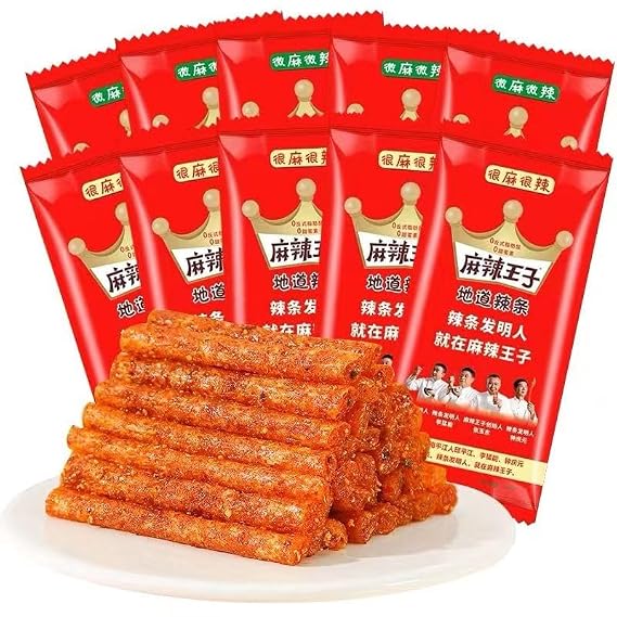 Latiao,spicy Strips, Instant Red Oil Spicy Sticks, Spicy and Delicious Gluten, Casual Snacks, Nostalgic Snacks, Delicious Chinese Snacks,Leisure Snack Gift Pack (Slightly spicy,50 bags)