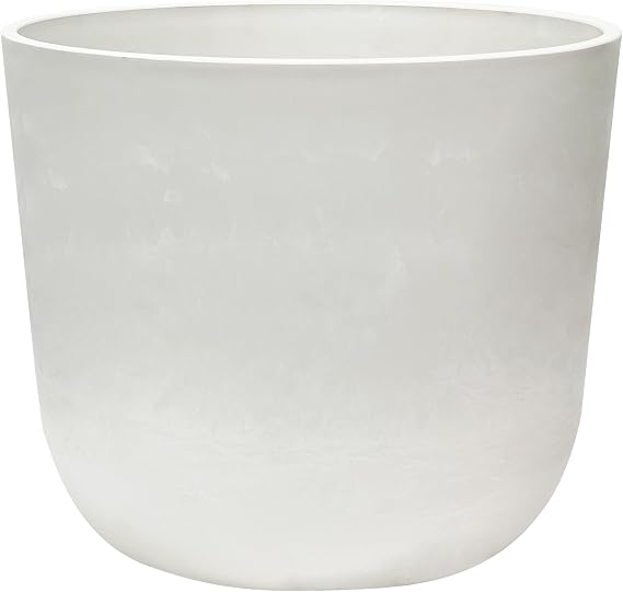 Olly & Rose Cloudy Effect White Artstone 30cm Plant Pot Large Plant Pots Outdoor and Indoor - White Planters - Flower Pots
