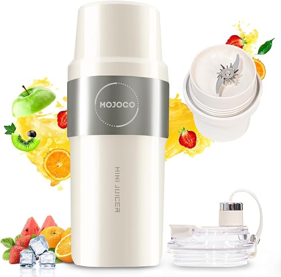 MOJOCO Personal Smoothie Blender Vacuum Insulated Blender for Fruits and Vegetables - Rechargeable Portable Blenders with Stainless Steel Blade for Travel, Camping, Gym