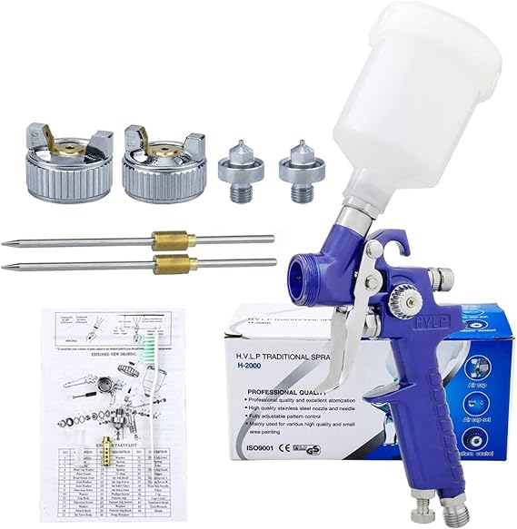 Sand Blaster Paint Gun 0.8/1.0mm Pneumatic Paint Spray Gun Painting Cars Aerograph Tool HVLP Spray Gun Professional Repair Spray Tool Nozzle (Color : 0.8 1.0mm Nozzle Set)
