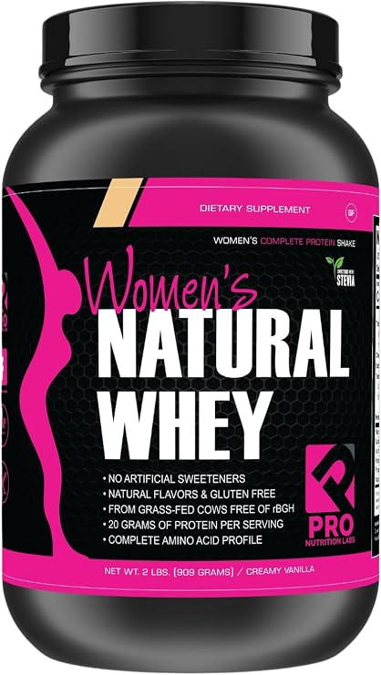 PRO NUTRITION LABS Whey Protein Powder for Women Vanilla Powder - Low Carb Gluten-Free Grass-Fed rBGH-Free - Supports Weight Loss - Natural Stevia Sweetened Protein Shake, 20g (Creamy Vanilla, 2lb)