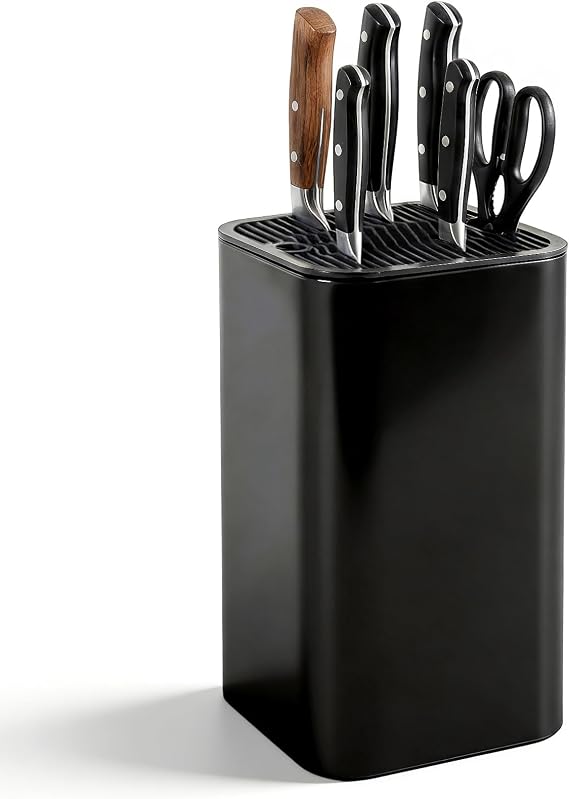 Knife Block Without Knives, Universal Knife Block, Detachable Knife Holder, with Scissors Slot, Detachable Kitchen Knife Holder for Easy Cleaning Space Saver Black