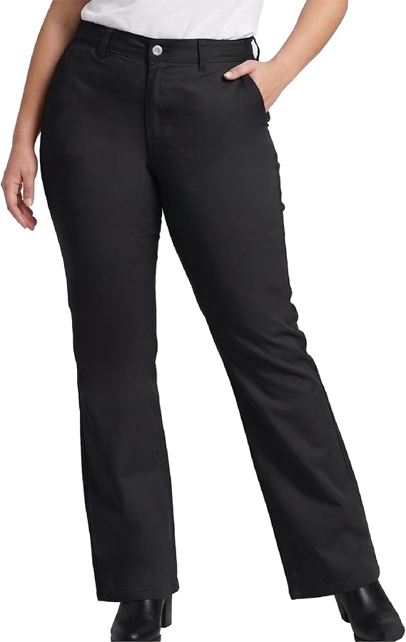 Dickies Womens Plus Size Mid Rise Slim Fit Bootcut Work Pants