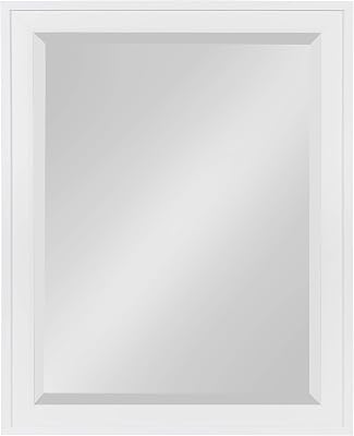 DesignOvation Bosc Framed Decorative Rectangle Wall Mirror, 22 x 28, White, Transitional Rectangular Vanity Mirror for Use as Bathroom Mirror for Over Sink or Refined Entryway Mirror