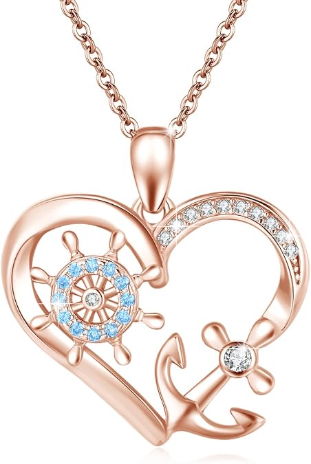 MEDWISE 2026 Graduation Gifts Anchor Necklace for Women 925 Sterling Silver Heart Anchor Pendant Necklace Nautical Jewelry Gifts for Women Daughter Wife