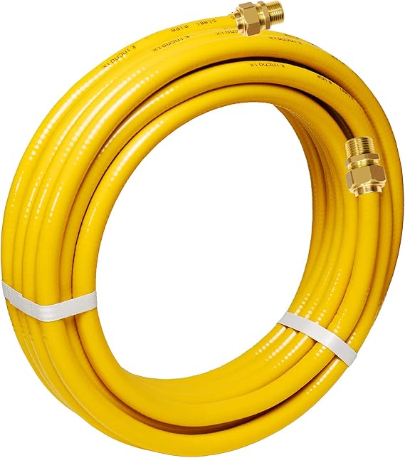 CSST Corrugated Stainless Steel Tubing 37 Ft 1/2" Flexible Natural Gas Line Pipe Propane Conversion Kit Grill Hose with Male Adapter Fittings